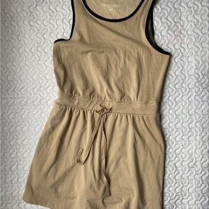 Recreation By Goodhood Tan Ribbed Racerback Mini Dress Drawstring Waist Medium